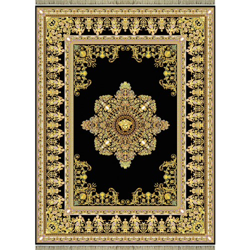 Makine halısı 1200 kamış, siyah Versace tasarımı
