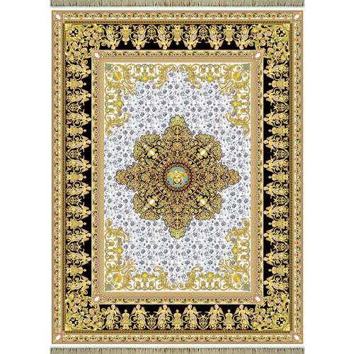 Makine halısı 1200 taraklı Versace krem tasarımlı